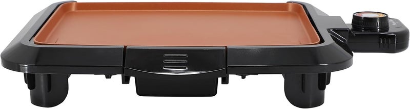 Mega chef Electric Grill with Copper Non-Stick Coating, Adjustable Temperature Control & Drip Tray, Versatile Small Kitchen Appliance (10.63 Inch Grill) - Image 2